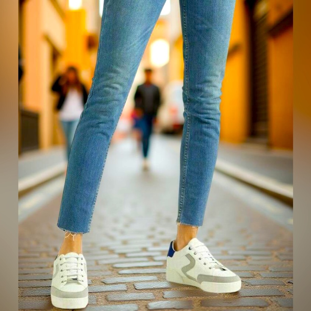 Stella McCartney “Stella” White Vegan Leather Lace Up Sneakers Chunky Sole Sz 39